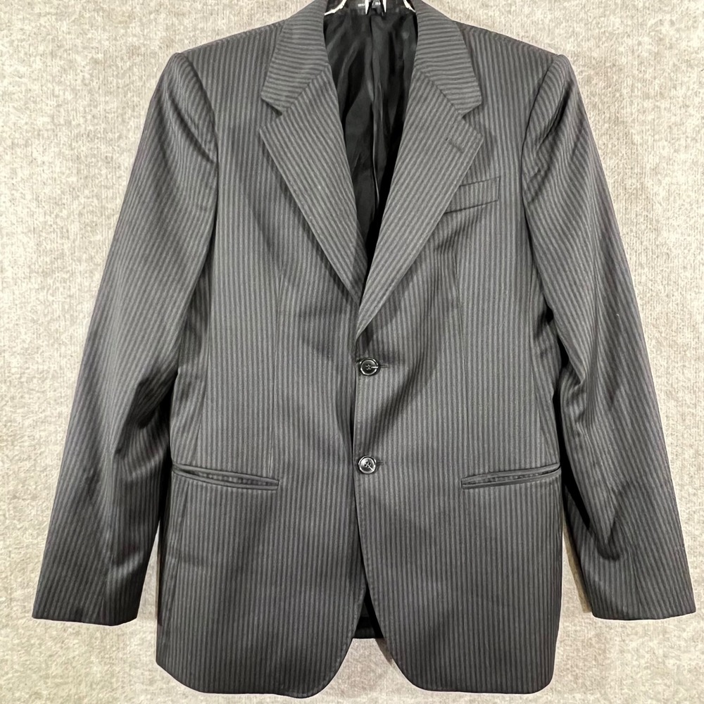 Vintage Emporio Armani Blazer Men Size 40 Pinstripe Gray Two Button Designer